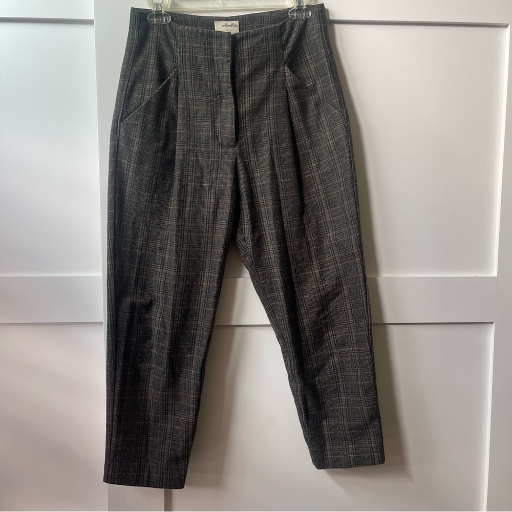 Wilfred by Aritzia Checkered Trousers in Gray and Pink, size 4